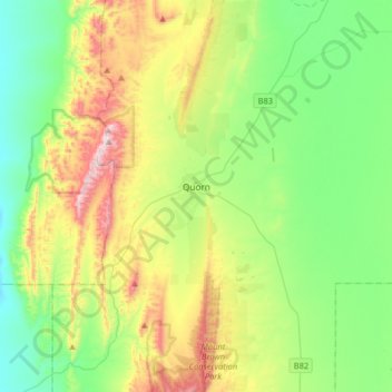 Quorn topographic map, elevation, terrain