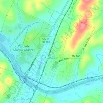 Calhoun topographic map, elevation, terrain