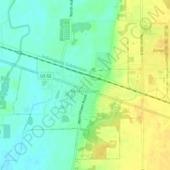 Morristown topographic map, elevation, terrain