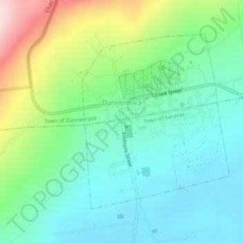 Village of Dannemora topographic map, elevation, terrain