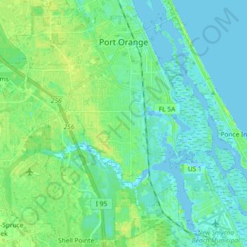 Port Orange topographic map, elevation, terrain