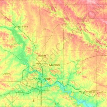 Linn County topographic map, elevation, terrain