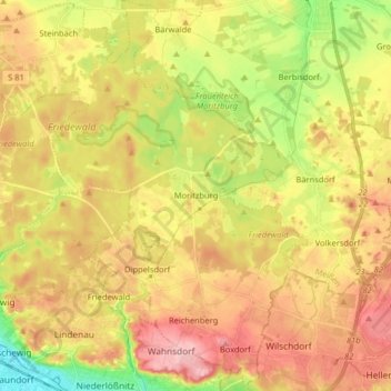 Moritzburg topographic map, elevation, terrain