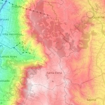 Santa Elena topographic map, elevation, terrain