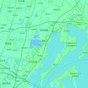 阳澄湖镇 topographic map, elevation, terrain