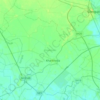 Kharkhoda topographic map, elevation, terrain