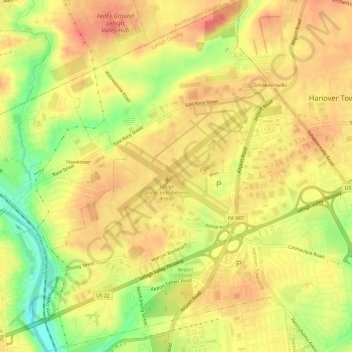 Hanover Township topographic map, elevation, terrain