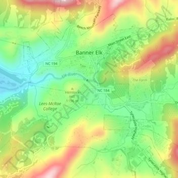 Banner Elk topographic map, elevation, terrain