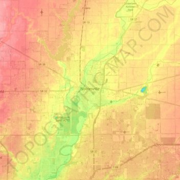 Noblesville topographic map, elevation, terrain