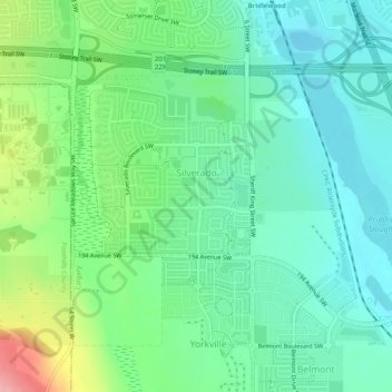 Silverado topographic map, elevation, terrain