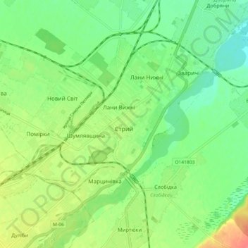 Stryi topographic map, elevation, terrain