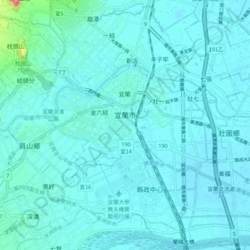 Yilan City topographic map, elevation, terrain