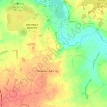 Swanton Morley topographic map, elevation, terrain