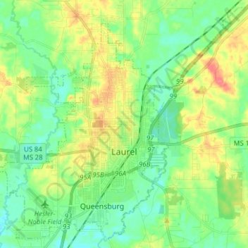 Laurel topographic map, elevation, terrain