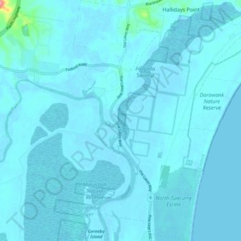 Darawank topographic map, elevation, terrain