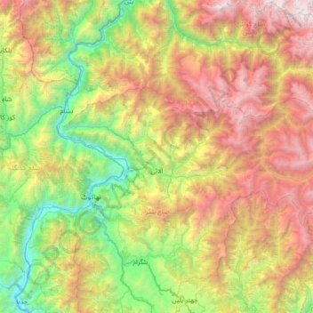 Allai Tehsil topographic map, elevation, terrain