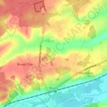 Sturry topographic map, elevation, terrain