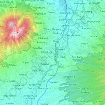 Cigombong topographic map, elevation, terrain
