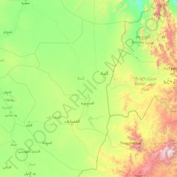 Atbarah River topographic map, elevation, terrain