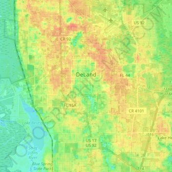 DeLand topographic map, elevation, terrain