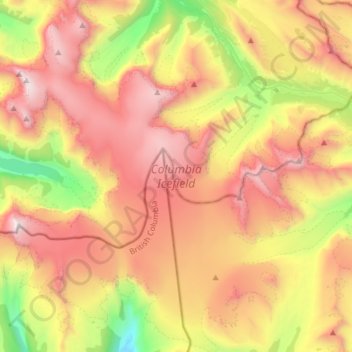 Columbia Icefield topographic map, elevation, terrain