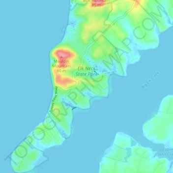 Elk Neck State Park topographic map, elevation, terrain
