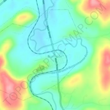 Burnside topographic map, elevation, terrain