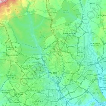 Madrid topographic map, elevation, terrain