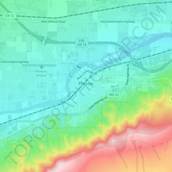 Prosser topographic map, elevation, terrain