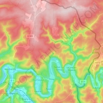 Thilay topographic map, elevation, terrain