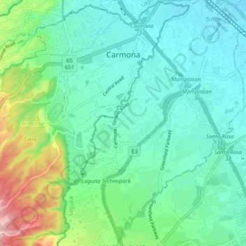 Carmona topographic map, elevation, terrain