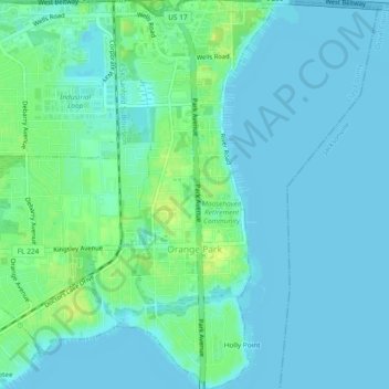 Orange Park topographic map, elevation, terrain