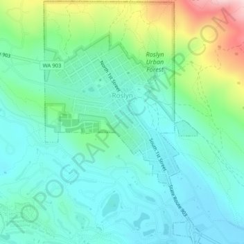 Roslyn topographic map, elevation, terrain