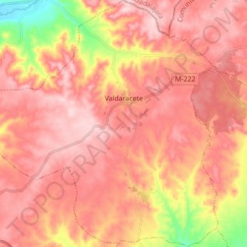 Valdaracete topographic map, elevation, terrain