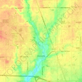 Zionsville topographic map, elevation, terrain
