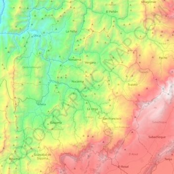 Gualivá topographic map, elevation, terrain