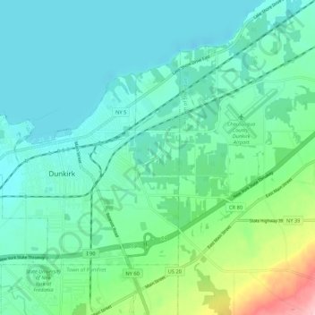 Town of Dunkirk topographic map, elevation, terrain