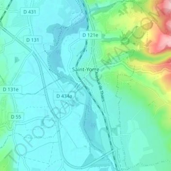 Saint-Yorre topographic map, elevation, terrain