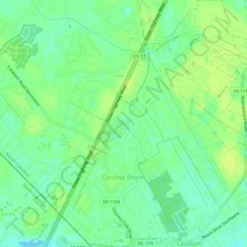 Carolina Shores topographic map, elevation, terrain