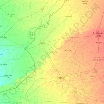 Fazilka District topographic map, elevation, terrain