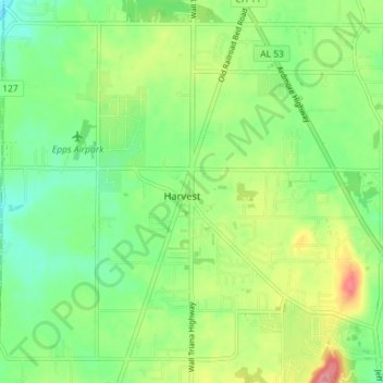 Harvest topographic map, elevation, terrain