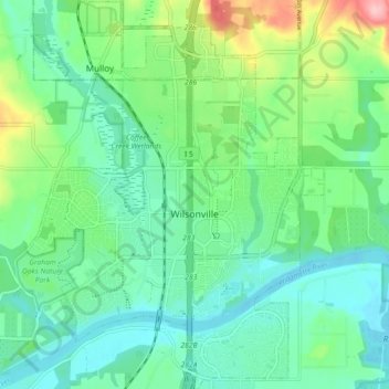 Wilsonville topographic map, elevation, terrain