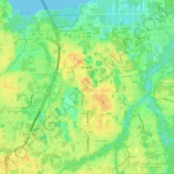 Oviedo topographic map, elevation, terrain