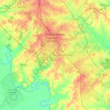 College Station topographic map, elevation, terrain