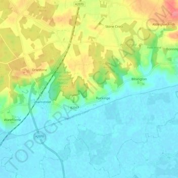 Ruckinge topographic map, elevation, terrain