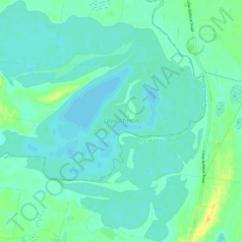 Lake Martin topographic map, elevation, terrain
