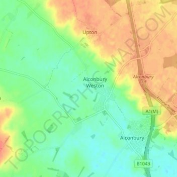 Alconbury Weston topographic map, elevation, terrain