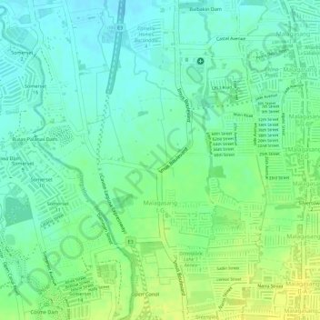 Malagasang I-G topographic map, elevation, terrain