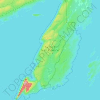 Sleeping Giant Provincial Park topographic map, elevation, terrain