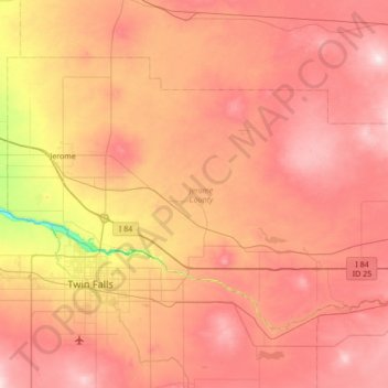 Jerome County topographic map, elevation, terrain